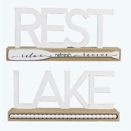 YOUNGS Wood Lake Tabletop Sign, Assorted Color - 2 Piece 21837